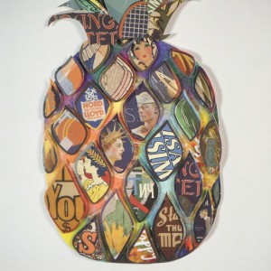 Pineapple πίνακας από 3D κολλάζ σε σχήμα ανανά 30x50 εκ