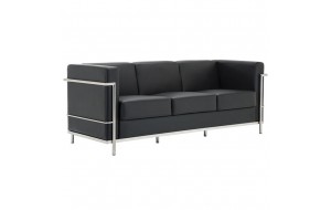 Genova καναπές τριθέσιος με μαύρο Pu και inox 188x73x71 εκ