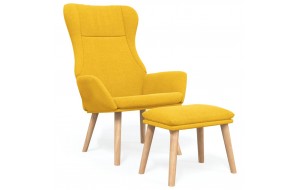 Πολυθρόνα relax κίτρινη υφασμάτινη με υποπόδιο