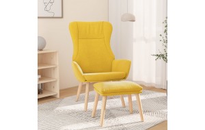 Πολυθρόνα relax κίτρινη υφασμάτινη με υποπόδιο
