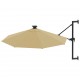 Ομπρέλα Τοίχου με LED Taupe 300 εκ. με Μεταλλικό Ιστό