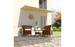 Τέντα Συρόμενη Κίτρινο / Λευκό 300 x 150 εκ.