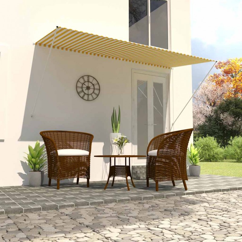 Τέντα Συρόμενη Κίτρινο / Λευκό 300 x 150 εκ. Τέντα Συρόμενη Κίτρινο / Λευκό 300 x 150 εκ.