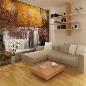 Φωτοταπετσαρία - Autumn landscape : waterfall in forest 200x154 εκ