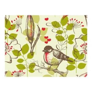 Φωτοταπετσαρία - Bird and lilies vintage pattern 200x154 εκ