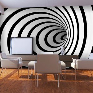 Φωτοταπετσαρία - Black and white 3D tunnel