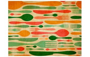 Φωτοταπετσαρία - Cutlery - orange and green 200x154 εκ