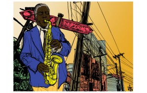 Φωτοταπετσαρία - Saxophonist in New York 200x154 εκ