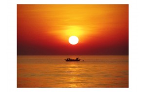 Φωτοταπετσαρία - Sunset with fishing boat 200x154 εκ