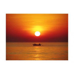 Φωτοταπετσαρία - Sunset with fishing boat 200x154 εκ
