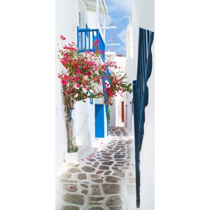 Φωτοταπετσαρία πόρτας - Walk through Santorini 70X210 εκ