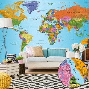 Ταπετσαρία XXL - World Map: Colourful Geography II 500x280 εκ