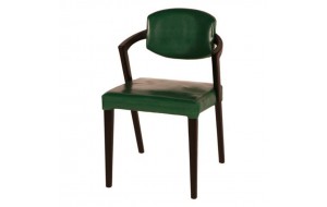 Ξύλινη ρετρό καρέκλα με δέρμα σε πράσινη απόχρωση 48x55x82 εκ