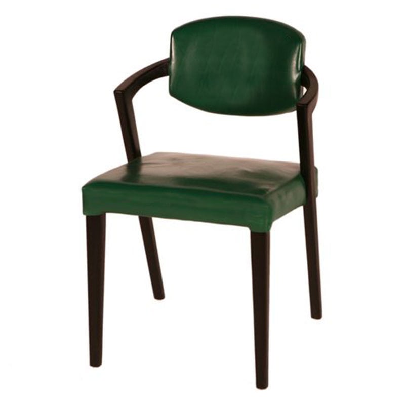 Ξύλινη ρετρό καρέκλα με δέρμα σε πράσινη απόχρωση 48x55x82 εκ