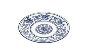 Vintage πιάτο λευκό πορσελάνης διακοσμημένο με μπλε λουλούδια 20x20 εκ