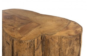 Τραπέζι σαλονιού teak με καπάκι ακατέργαστου κορμού  80x90x40 εκ