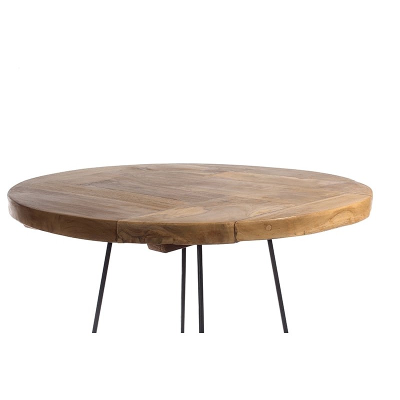Τραπέζι μπαρ ξύλινο με σιδερένια μαύρη βάση 80x80x110 εκ