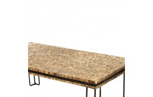 Rustic τραπέζι σαλονιού από κορμούς με μεταλλικά πόδια 120x60x40 εκ