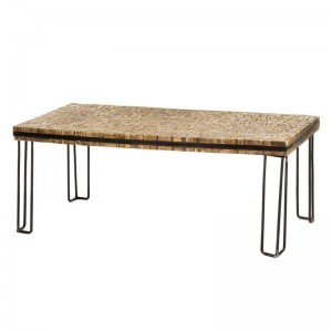 Rustic τραπέζι σαλονιού από κορμούς με μεταλλικά πόδια 120x60x40 εκ
