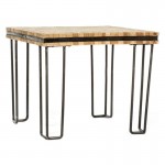 Τραπέζι σαλονιού από κορμούς με μεταλλικά πόδια σε φυσικό χρώμα 55x55x40 εκ