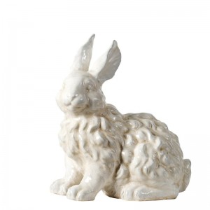 Bunny διακοσμητικό λευκό κουνελάκι πορσελάνης 28x20x45 εκ