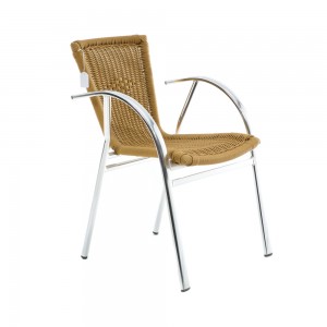 Καρέκλα σε φυσική απόχρωση ψάθινη με σκελετό αλουμινίου 54x60x79 εκ