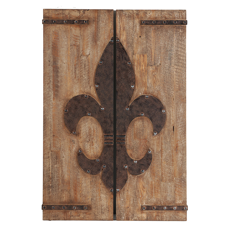 Fleur De Lys διακοσμητικό ξύλινο επιτοίχιο πάνελ σε φυσική απόχρωση 80x120 εκ