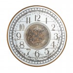 Τik Tok επιτοίχιο στρογγυλό ρολόι με εμφανή μηχανισμό καθρέπτη στο καντράν και πλαίσιο σε μπρονζέ απόχρωση 82x10 εκ