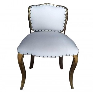 Καρέκλα vintage με λευκό ύφασμα και σκελετό χρυσής απόχρωσης 56x48x56 εκ