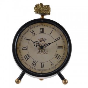 Lavonia επιτραπέζιο μεταλλικό ρολόι σε μαύρο χρώμα με χρυσές λεπτομέρειες 16.5x6.4x20.3 εκ