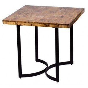Τραπέζι με μεταλλική βάση και ξύλινη επιφάνεια 80x80x75 εκ