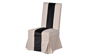 Ξύλινη καρέκλα τραπεζαρίας με κάλυμμα υφασμάτινο δίχρωμο 25Χ52Χ109 εκ