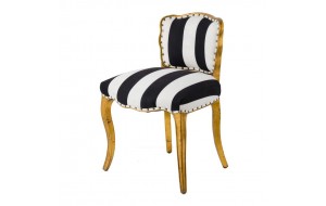 Stripe ξύλινη καρέκλα με σκελετό σε χρυσή απόχρωση και υφασμάτινη επένδυση με ασπρόμαυρες ρίγες 54.6x53.3x75.7 εκ