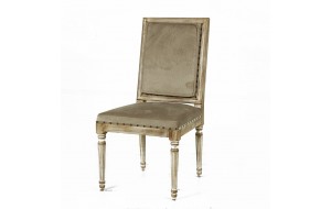 Καρέκλα ξύλινη madeleine με ύφασμα γκρι και πλάτη από γιούτα 51.6x59.2x102.4 εκ