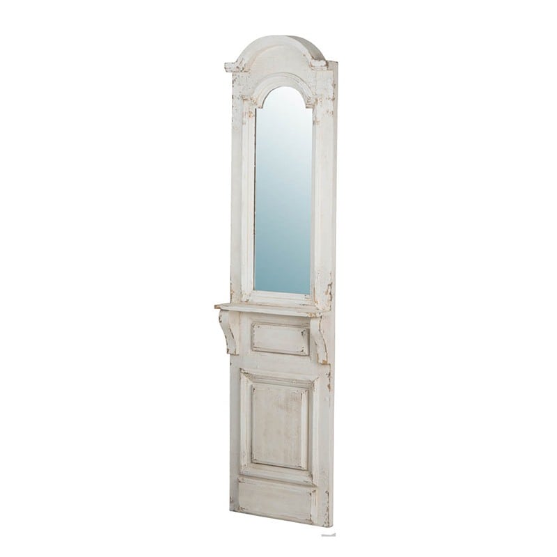 Καθρέπτης vintage ξύλινος λευκός σε σχήμα πόρτας 46x13x182 εκ