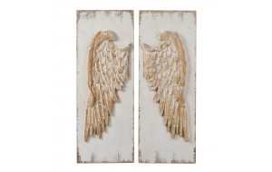 Πίνακας ξύλινος ανάγλυφος wings σετ των δύο 40x6x107 εκ