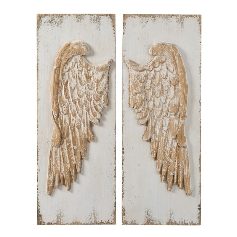 Πίνακας ξύλινος ανάγλυφος wings σετ των δύο 40x6x107 εκ