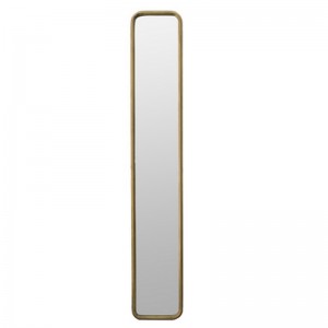 Επιτοίχιος μεταλλικός καθρέπτης με χρυσό πλαίσιο 21x121 εκ