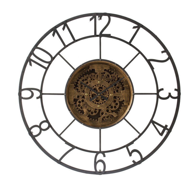 Μεταλλικό στρογγυλό ρολόι τοίχου με γρανάζια 100 εκ