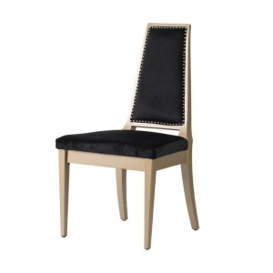Καρέκλα Vintage τραπεζαρίας βελούδινη royal μαύρη με ξύλινα πόδια 50.8x58.4x97.8 εκ