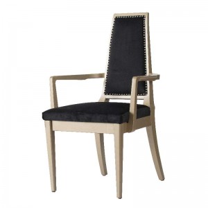 Καρέκλα royal τραπεζαρίας Vintage μαύρη βελούδινη με μπράτσο και ξύλινα πόδια 53.3x50.8x99.1 εκ