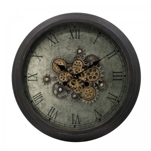 Srioy μεταλλικό ρολόι vintage τοίχου με απεικονιζόμενα γρανάζια 70 εκ 