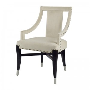Καρέκλα λευκή με μπράτσα και μαύρα πόδια 58.9x61x92 εκ 