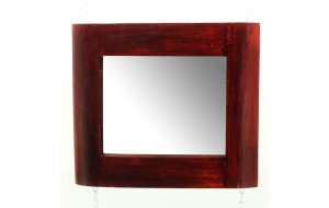 Καθρέπτης κόκκινος ξύλινος 80x60 εκ