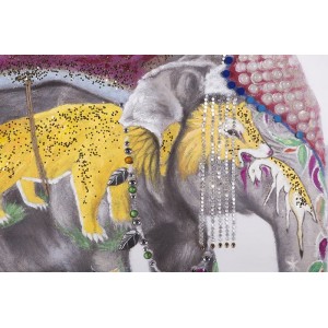 Ελαιογραφία με θέμα Ελέφαντα σε καμβά 120x120 εκ