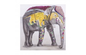 Ελαιογραφία με θέμα Ελέφαντα σε καμβά 120x120 εκ