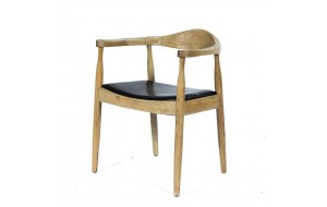 Πολυθρόνα ξύλινη με γκρι πατίνα και κάθισμα από τεχνόδερμα 53x46x76 εκ