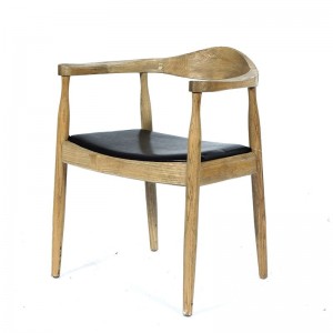 Πολυθρόνα ξύλινη με γκρι πατίνα και κάθισμα από τεχνόδερμα 53x46x76 εκ