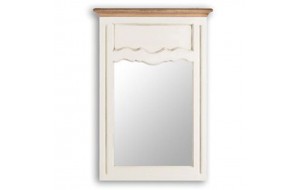 Αντικέ ξύλινος καθρέπτης πατίνα σε λευκό χρώμα 58x84 εκ