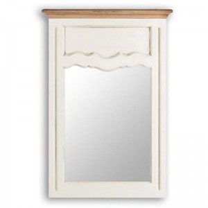 Αντικέ ξύλινος καθρέπτης πατίνα σε λευκό χρώμα 58x84 εκ